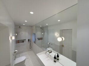 bathroom shower enclosure with wall mirror
