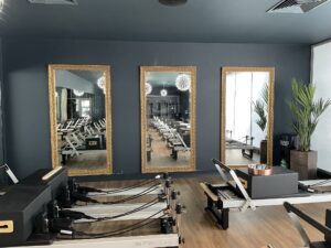 Framed mirrors in a fitness studio